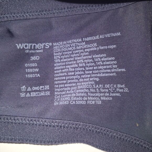 Warners This Is Not A Bra Underwire T-Shirt Bra 36D NWT 01593 Gunmetal Geo Print - Picture 8 of 8